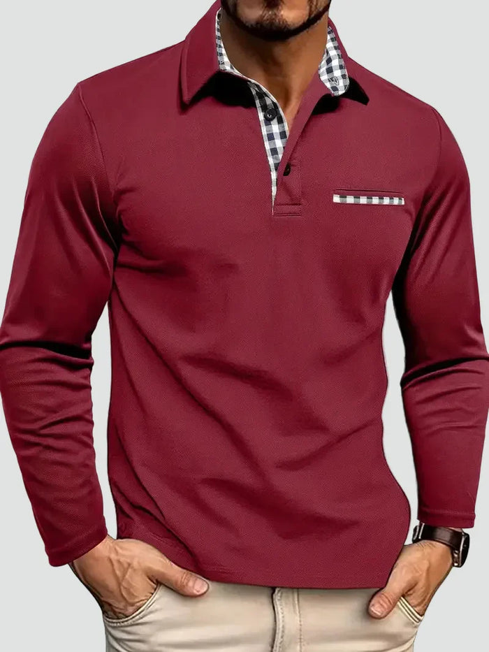 Polo para hombre de manga larga y cuello