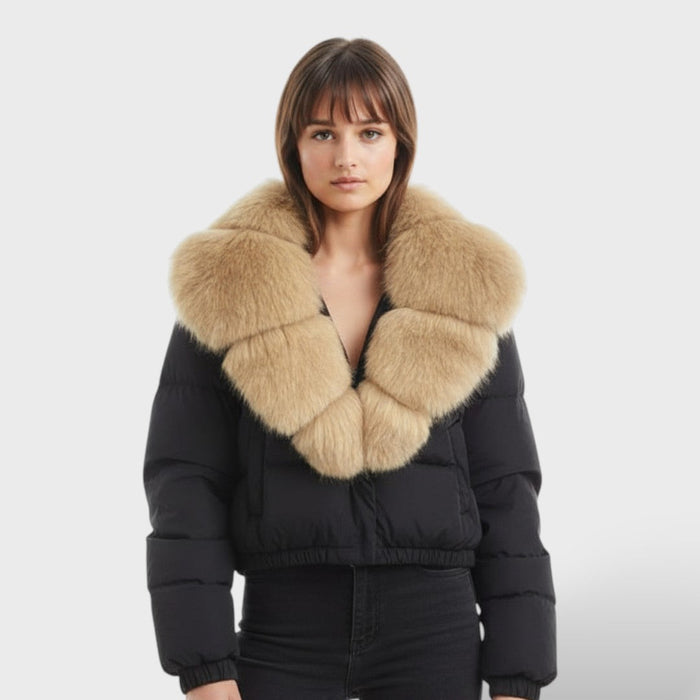 Abrigo de Invierno Mujer con Cuello de Piel